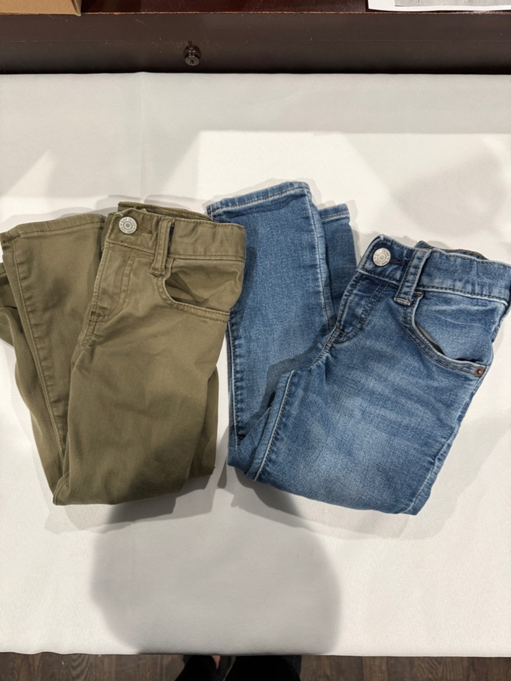 Kids Pull-On Jeans and Olive Knit Pants Duo - Blue and Olive